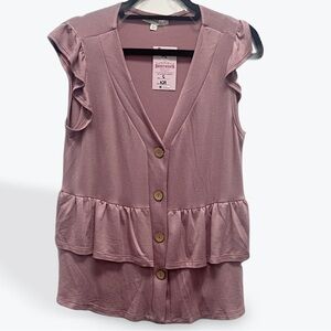Flutter Sleeve Button Up - Mauve